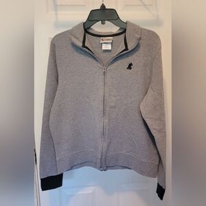 Disney Gray Zip-Up Hoodie with Black Embroidery